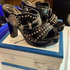 Y Knot Branded Spur of the Moment Sandal Heels